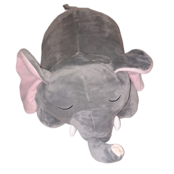 SNOOZIMALS ELEPHANT 20" Pillow Plush Gray Pink Go! Games Squishy Stuffed Animal - Picture 2 of 8
